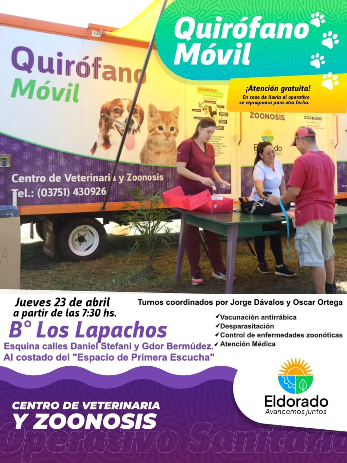 Realizarán operativos del Centro de Veterinaria y Zoonosis de Eldorado 3